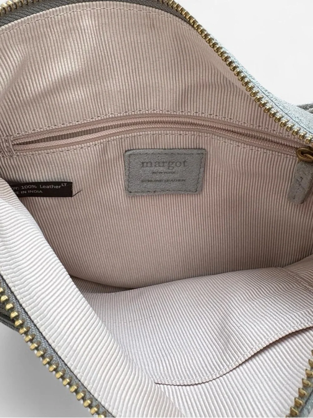 margot grey Leather Suede Crossbody Bag - Picture 4 of 6